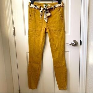 Anthropologie Skinny spring Pants with floral belt size 25